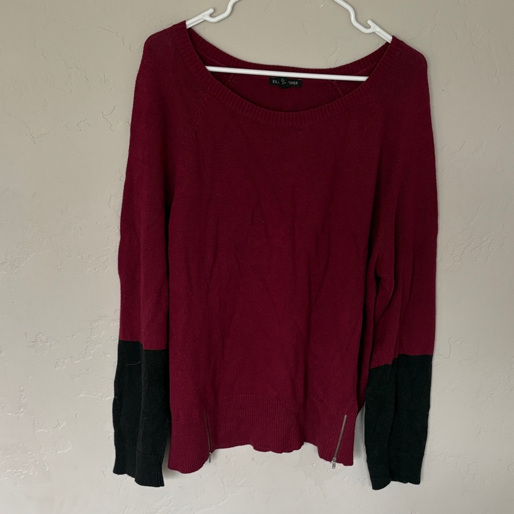 Eileen Fisher Colorblock Cashmere Cotton Blend Knit Crewneck Sweater